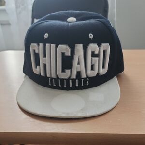Chicago Illinois Navy and White Snapback Hat
